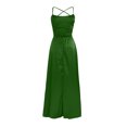 thumbnail image 4 of Pompotops Women's Solid Color Off Back Strap Long Dress Slim Off Shoulder Evening Dress, 4 of 6