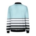 thumbnail image 4 of vdgthytj Fall Jackets for Women Long Sleeve Zip up Stand Collar Bomber Jacket Fall Trendy Color Block Striped Coat, 4 of 5