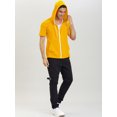 thumbnail image 3 of INSPIRE CHIC Men's Hoodies Solid Color Zip up Short Sleeve Jacket, 3 of 5