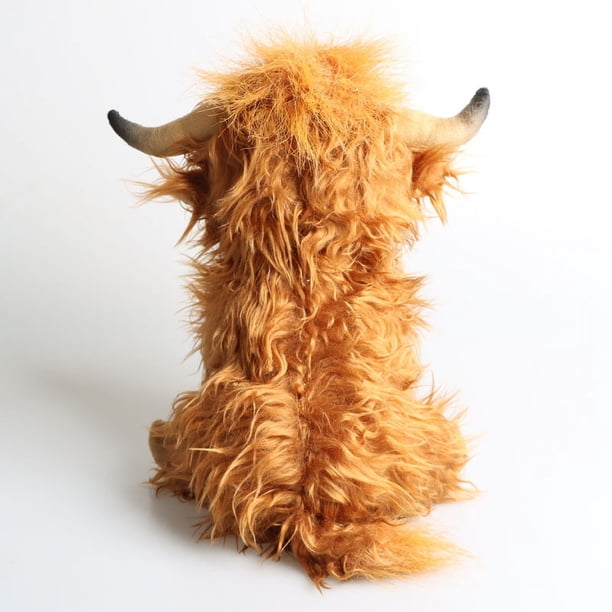 HLONK 2 Pcs Vache des Highlands en Peluche Douce Jouet Vache en Peluche pour Enfants Compagnon de Câlins pour Tout-Petits et Bébés Noir+blanc