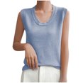 thumbnail image 4 of Plebaso Ribbed Tank Tops for Women Crew Neck Sleeveless Knit Shirts Solid Color Loose Summer Casual Tops, 4 of 5