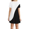 thumbnail image 4 of Womens Summer Plus Size Dresses Casual Color Block Patchwork Print Mini Sundress Tunic Round Neck Short Sleeve Dress, 4 of 5