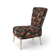 thumbnail image 3 of Designart "Blooming In Deep Red And Beige IV" Red Floral Upholstered Accent Chair - Cottage Arm Chair For Living Room, 3 of 7