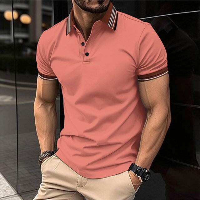 Chemises pour Hommes Chemise à Manches Courtes à Rayures avec Col Rabattu et Boutons