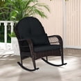 thumbnail image 2 of Costway Patio Wicker Rocking Chair with Seat Back Cushions & Lumbar Pillow Porch Black, 2 of 9
