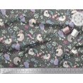 thumbnail image 2 of Soimoi Gray Poly Georgette Fabric Unicorn & Floral Decor Fabric Printed Yard 52 Inch Wide, 2 of 5