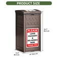 thumbnail image 2 of Dextrus 31 Gallon Package Delivery Box, Resin Outdoor Parcel Drop Box with Lift-Out Bag, Drip Tray and Reminder Sign, Secure Porch Package Storage Container for Curbside Patio Yard, Dark Brown, 2 of 9