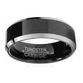 thumbnail image 3 of Men's 8MM Flat Top Two Tone Black Tungsten Ring Wedding Band, 3 of 5