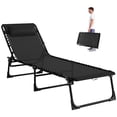 thumbnail image 1 of Outsunny Chaise Longue de Plage Portative - Ensemble de 1, Noire, 1 of 10