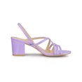 thumbnail image 3 of BLISSFUL STEP Women's Solid Color Strappy Slingback Block High Heels Sandals Purple 7, 3 of 7