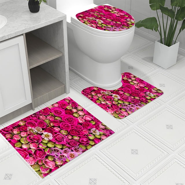 Chmadoxn Bathroom Rugs, Rugs for Living Room, Area Rug, Bath Mat Toilet Floor Mat U-shape Foot Mat Bathroom Bathroom Mat Printing Modern Mat Toilet Door Mat Three Sets carpeting carpeting