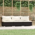 thumbnail image 1 of vidaXL 3-Seater Sofa with Cushions Black Poly Rattan, 1 of 5