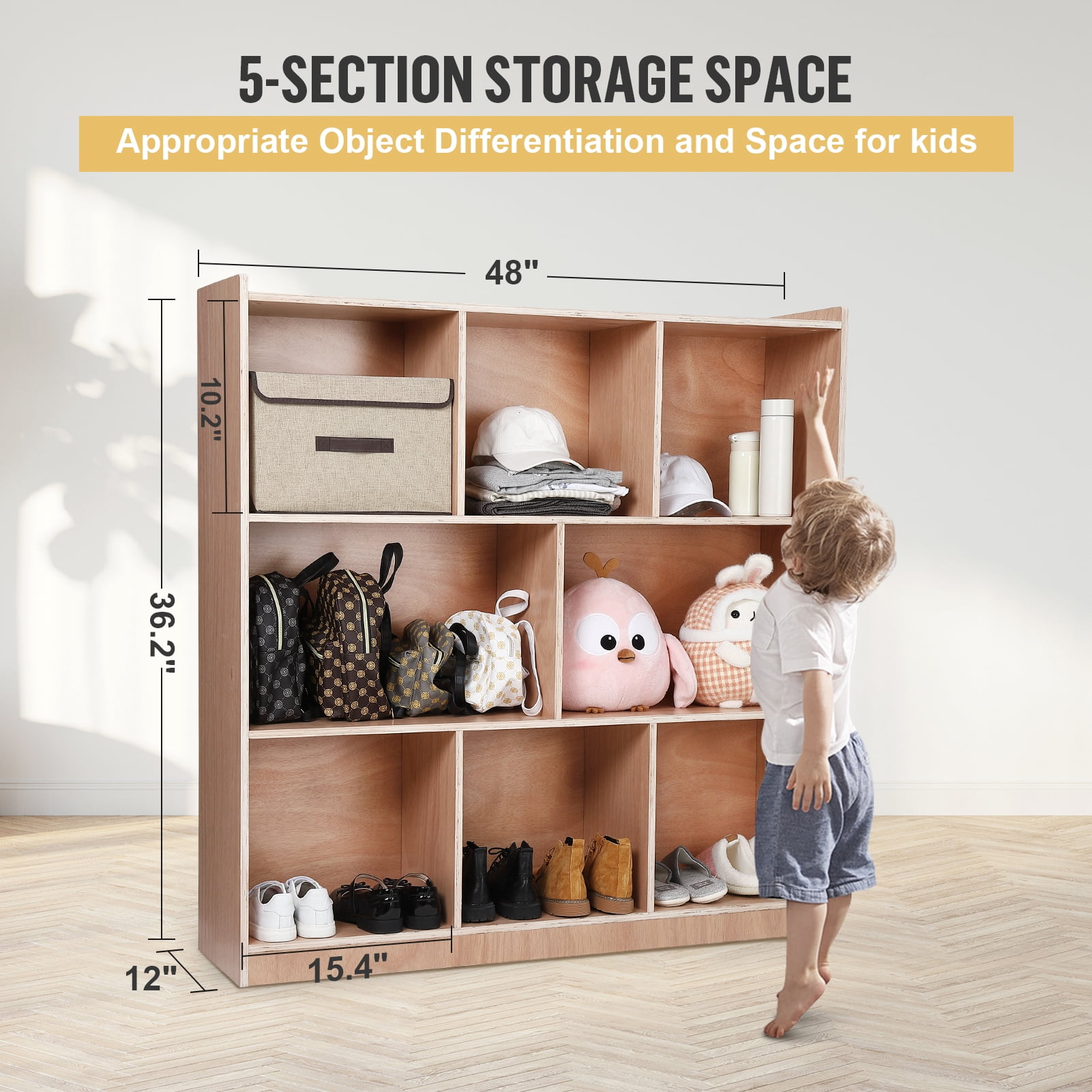 Box Book Rack GOGRANT 8-Section Cubbies for Classrooms, Mobile Storage Organizer with ...