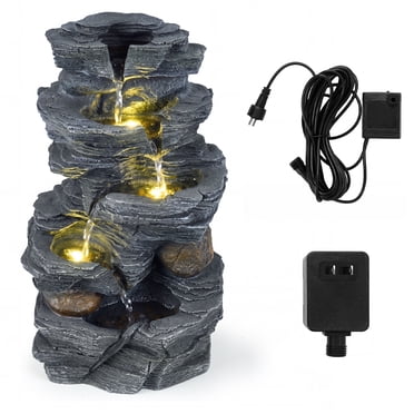 Costway 18" H Outdoor Water Fountain 5-Tier Tabletop Cascading Rock Waterfall Feature