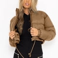 thumbnail image 3 of Économies d'Automne/hiver! srobpty Manteau Matelassé à Manches Longues pour Femmes, Veste à Capuche Décontractée Colorée à Manches Longues pour Dames Kaki, G, 3 of 4