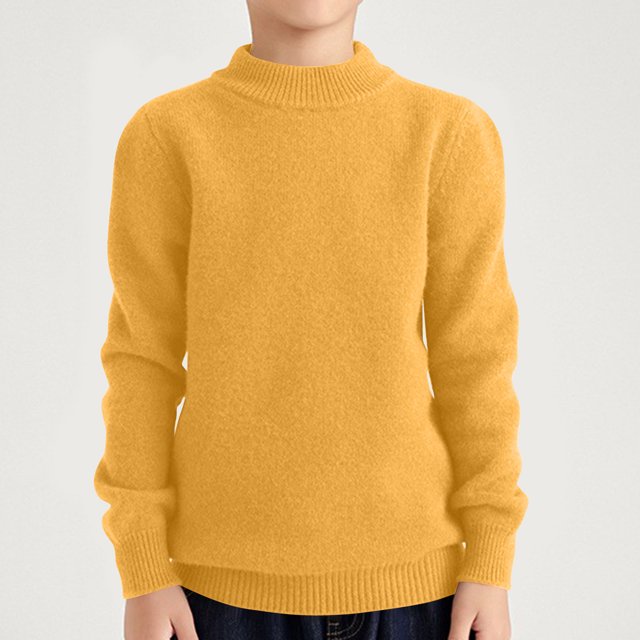 LWFFDAW Long Sleeve Shirts for Kid Boys Girls Trendy Ribbed Knitted Tops Solid Color Basic Shirts Mock Neck Pullover Tops Children Clothes Yellow Size 160