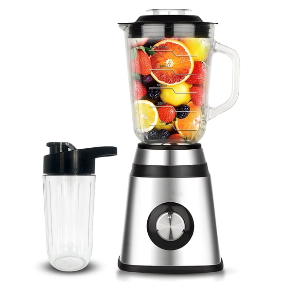 Mistaha 500W Stainless Steel Glass Blender with 2-Speed Adjustment - Powerful Smoothie Maker for Home, Office & Baby Food - Easy to Clean & Operate, 48oz/6 Cup Capacity - Anti-Slip Base, Dishwasher