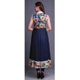 thumbnail image 4 of Bimba Robe Anarkali Aquarelle Bleu Royal Col Mandarin Sans Manches Kurtis pour Femmes Imprimé Robe Maxi Grande, 4 of 6