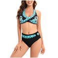 thumbnail image 1 of LSLJS Ladies Fashion Multicolor Gradient Color Flowers Print Lacing Women's Split Swimsuit, Bikini Sets for Women Gifts for Women, 1 of 8
