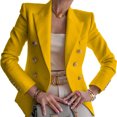thumbnail image 2 of CEHVOM Femmes Boutons Solid Bureau Manteau Cardigans Costume Veste Longue Outwear, 2 of 6