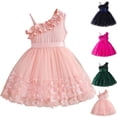 thumbnail image 1 of JDQJBZ Robe de Fête d'Anniversaire pour Tout-Petites Filles à une Épaule avec Appliqué et Ceinture, 1 of 5
