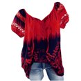 thumbnail image 2 of Blouse Grande Taille Femme Manches Courtes Col en V Dentelle Imprimée Hauts en Dentelle T-Shirt Ample Blouse Hauts Robe Blouses pour Femmes en Liquidation, 2 of 7