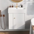 thumbnail image 1 of Homy Casa Modern 21.6 Inch Wall-Mounted Bathroom Vanity Cabinet with Ceramic Basin - Left Storage, White, 1 of 6