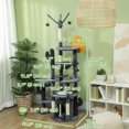 thumbnail image 3 of PawHut Arbre à Chat 71 Pouces avec Poteaux à Gratter, Condo, Lit, Gris Foncé, 3 of 10
