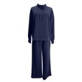 thumbnail image 4 of Timegard Ensembles 2 Pcs pour Femmes, Chandail à Col Roulé Surdimensionné à Manches Longues, Hauts à Enfiler, Pantalon à Jambe Grand à Cordon avec Poches, 4 of 6