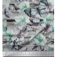 thumbnail image 1 of Soimoi Tissu Georgette Vert Moss Rayé, Floral & Butterfly Imprimé Couture BTY 42 Pouces de Large, 1 of 3