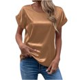 thumbnail image 1 of EQWLJWE Hauts d'Été pour Femmes Hauts pour Femmes Liquidation Mode T-Shirt d'Été pour Femme à Col Rond Uni à Manches Courtes Aguichant Blouse, 1 of 5
