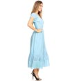 thumbnail image 3 of Women Renaissance Peasant Maiden Boho Inspired Cap Sleeve Lace Trim Maxi Dress, Light Blue, X-Large, 3 of 5