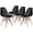 Black, variant on Costway Set of 4 Plastic Hollow Out Chair Mid Century Modern Wood-Leg Seat White