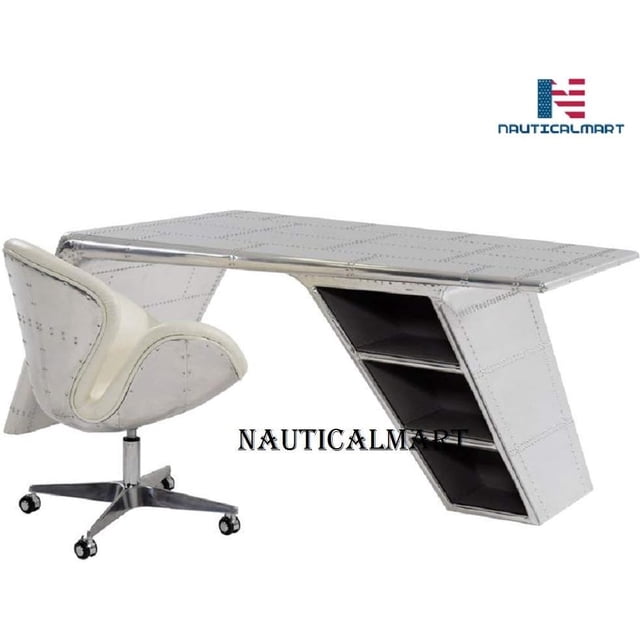 Nauticalmart Vintage Aluminium Elegant Aviator Wings Desk Table