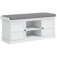 thumbnail image 1 of HOMCOM Storage Shoe Bench with Cushion, 2 Cabinets for Entryway, White, 1 of 10