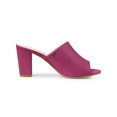 thumbnail image 3 of BLISSFUL STEP Sandales Mules à Talon Bloc à Enfiler pour Femmes Rose Vif 8, 3 of 7