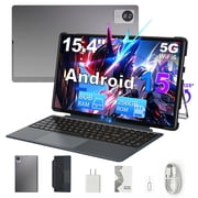 Golzer 15.4 inch Tablet, Android 15 Tablet with Helio G99 Octa-Core Processor(Beat Unisoc T618), 2 in 1 Tablets with Keyboard Stand Case, 8GB RAM 256GB ROM, 10000mAh, BT5.2, 4 Speakers, 2.4G/5G WiFi