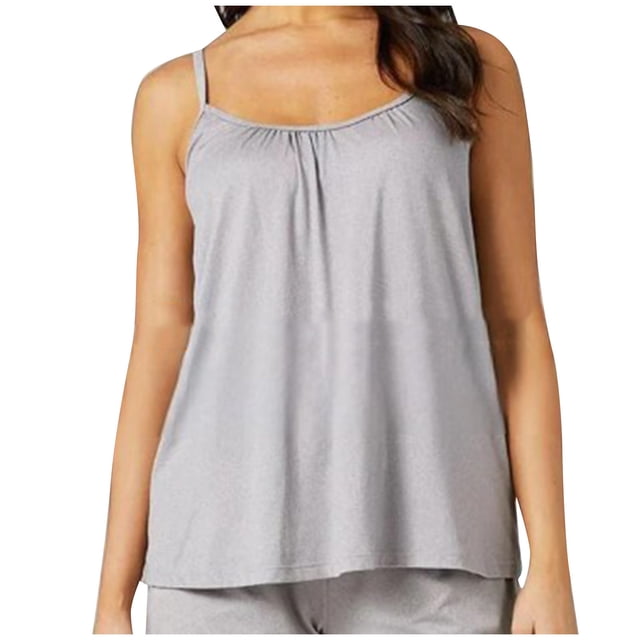 Birdeem Débardeurs Femme Femmes Couleur Unie Rehausseur Rembourré Ample Camisole à Col Rond