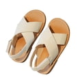 thumbnail image 1 of MIASHUI Girls Sandals Adjustable Strap Open Toe Flats Summer Walking Shoes,White,5-5.5 Years, 1 of 5