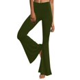 thumbnail image 1 of Pantalon Décontracté pour Femmes, Uni, Longueur Sport, Jambe Évasée, Taille Haute, 1 of 6