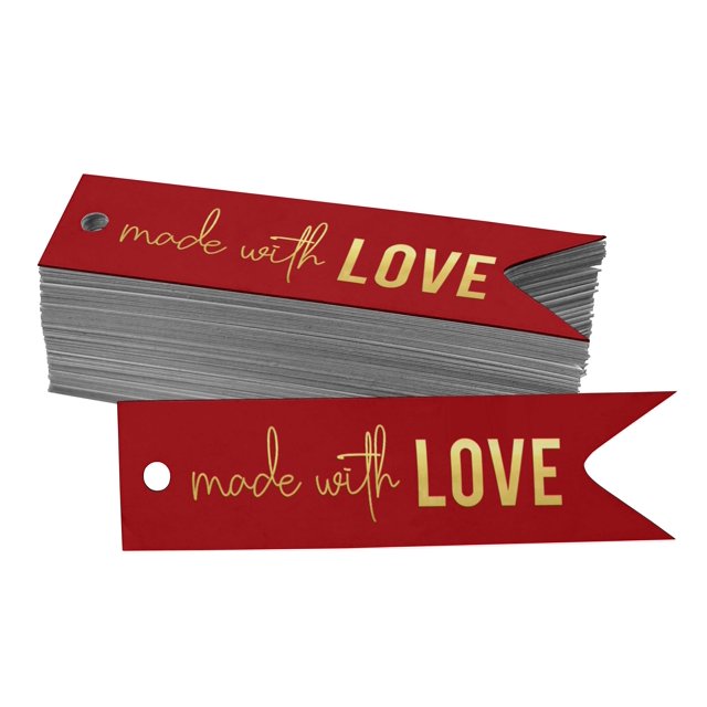 Inkdotpot Real Gold Foil Made With Love Text Tags Favor Hang Paper Tags 100 Pieces