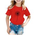 thumbnail image 1 of PMVFHDE Hauts de Sortie pour Fille Enfants Garçons Filles Décontracté Imprimé Pissenlit Col Rond Manches Courtes T-Shirt Graphique Haut,1-Rouge,7-8 Ans, 1 of 4