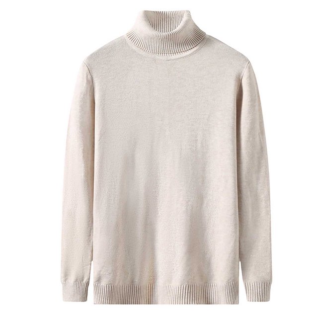 Men's Turtleneck Sweater Regular Fit Basic Long Sleeve Tee Shirts Solid Color Fall Knit Wear Casual Pullover