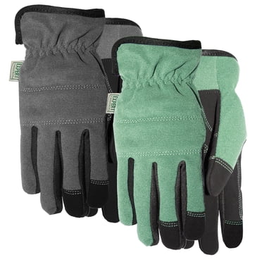 Gants Synthétiques en Cuir pour Adultes Unisexe Moyen Expert Gardener, Vert et Gris, paquet de 2