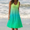thumbnail image 2 of AherBiu Robe de Plage Grande Taille pour Femmes, Robe d'Été à Dégradé de Couleurs, Froncée, à Volants, Fluide, Midi, Style Camisole, 2 of 5