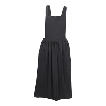 Unique Bargains Cotton Linen Apron Cross Back Apron Cooking Apron Dress Aprons for Women Man for Kitchen BBQ Gray