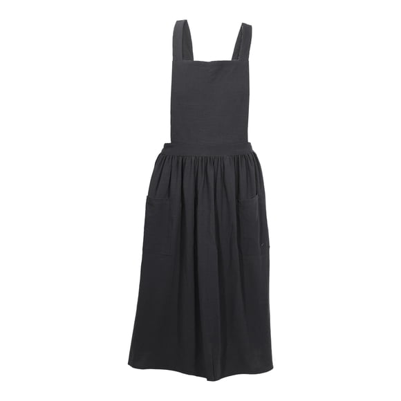 Unique Bargains Cotton Linen Apron Cross Back Apron Cooking Apron Dress Aprons for Women Man for Kitchen BBQ Gray