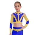 thumbnail image 1 of Eandarui Crop Tops de Gymnastique pour Filles Manches Longues Design Color Block avec Strass Croisés Bleu 6, 1 of 5