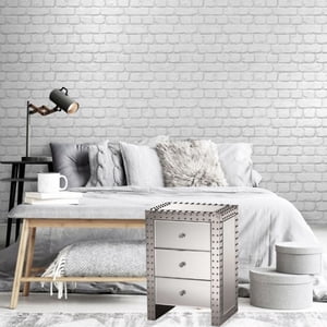 Jahnel Nightstand, Stainless Steel Nightstand, MDF Nightstand, Mirrored Nightstand, Bedroom Nightstand, Three Drawer Nightstand, Silver Nightstand, Mirrored Bedside Table