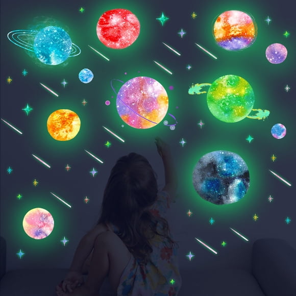 Meitianfacai Luminous Color Cosmic Wall Stickers Children's Room Living Room Bedroom Decorative Wall Stickers